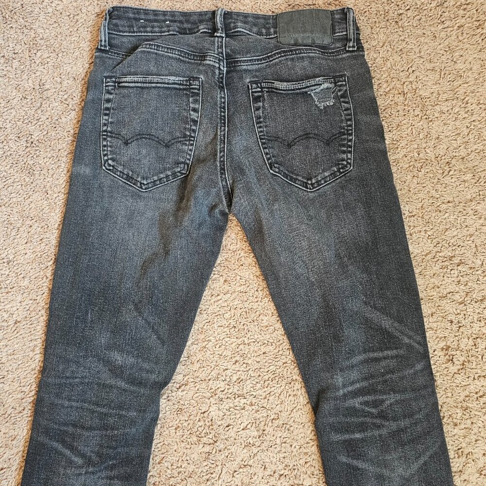 American Eagle Jeans Mens Tag 29x32 Act 29x29 Black Athletic Skinny Airflex Plus - Picture 4 of 13